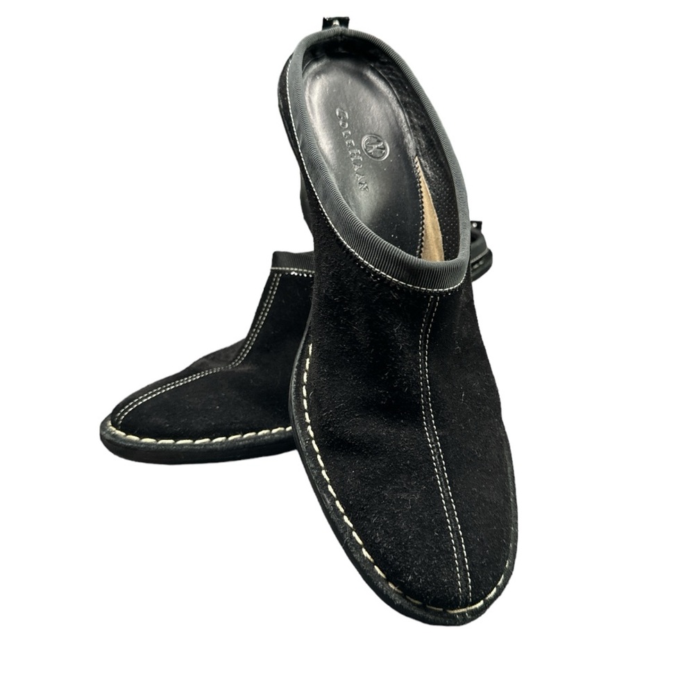 COLE HAAN JAYNIE wedge clogs suede mules- excellent condition